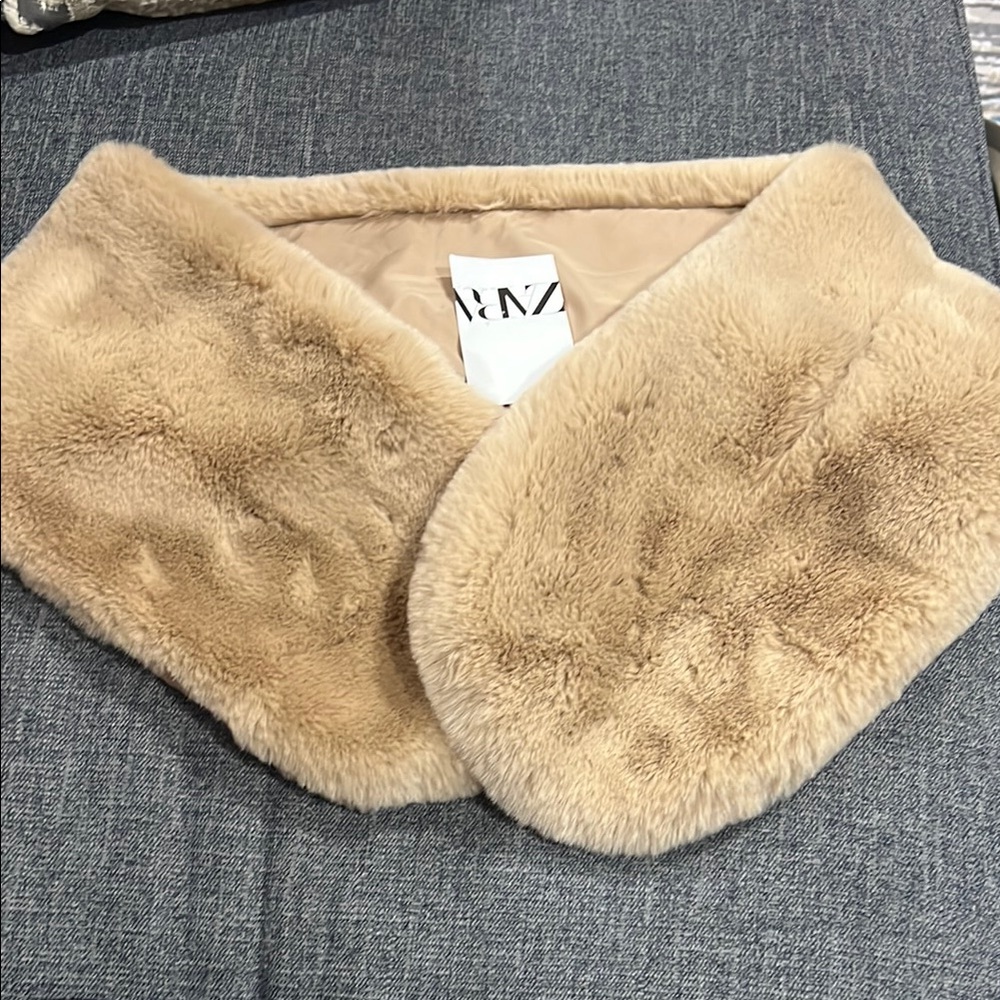 Zara Tan Faux Fur Scarf